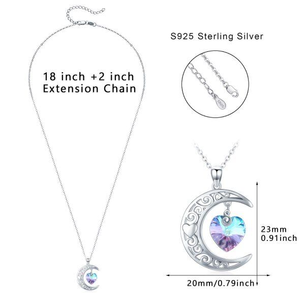 Sterling Silver Crescent Moon Charm Necklace -3