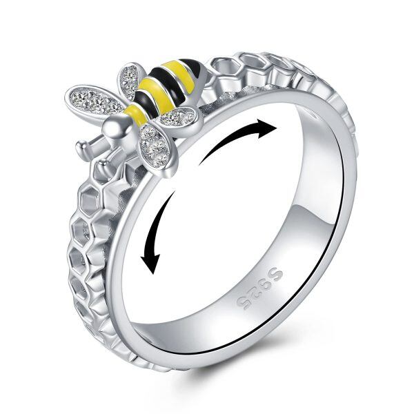 Sterling Silver Bee Ring Fidget Rings -0