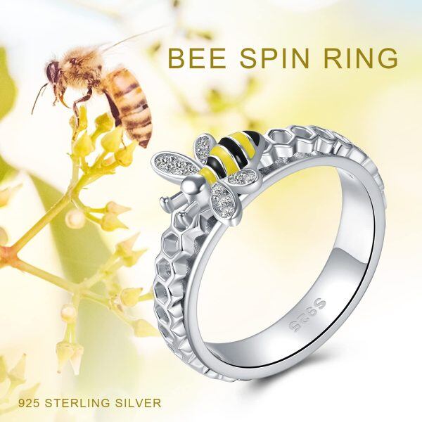 Sterling Silver Bee Ring Fidget Rings -5