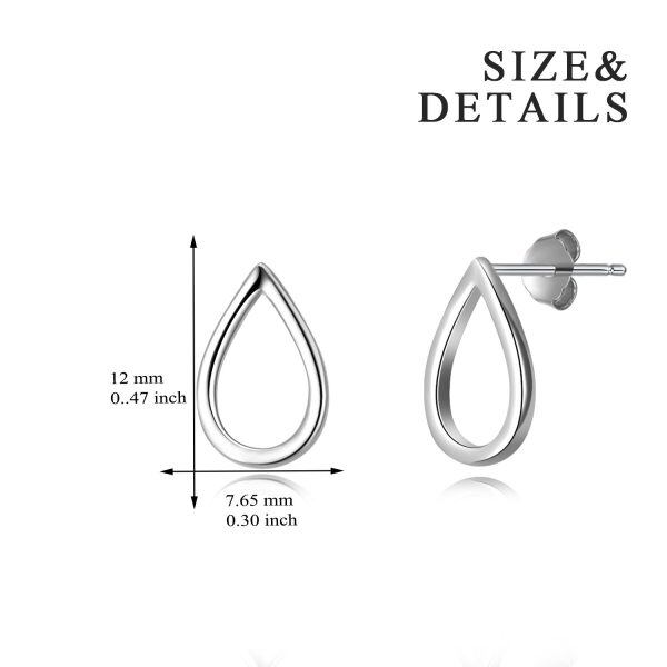 Sterling Silver Teardrop Stud Earrings-2