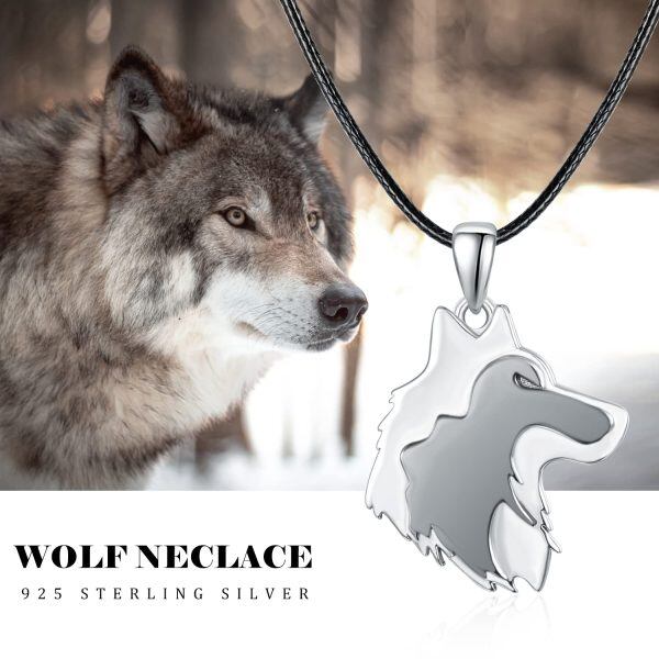 Sterling Silver Wolf Necklace-3