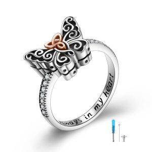 Sterling Silver Butterfly Urn Ring -0