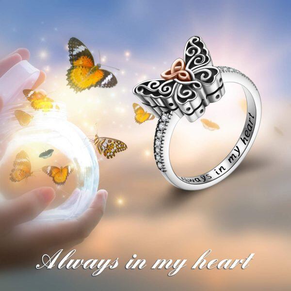 Sterling Silver Butterfly Urn Ring -5