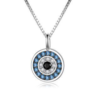 Sterling Silver Evil Eye Necklace-0