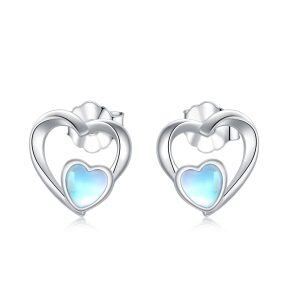 Sterling Silver Heart Earrings-0