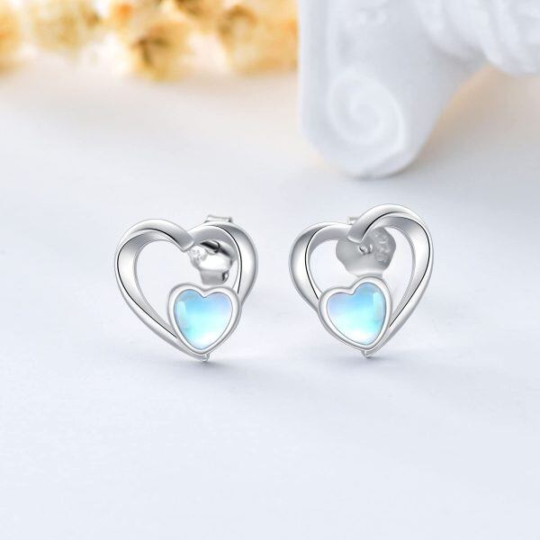 Sterling Silver Heart Earrings-3