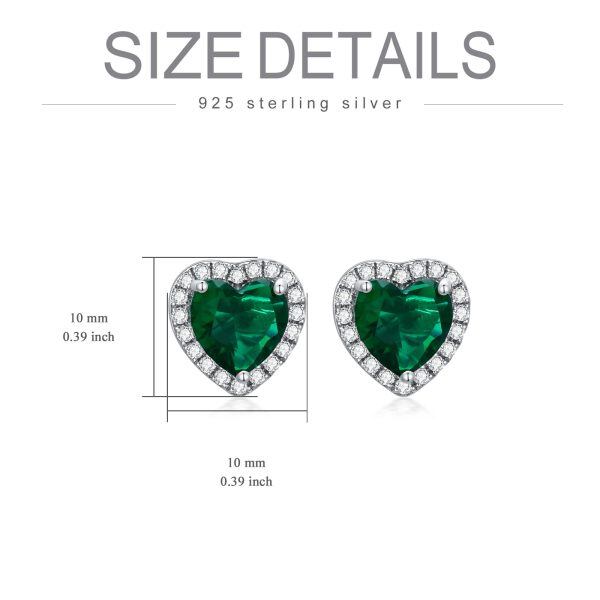 Sterling Silver Heart Stud Earrings-4