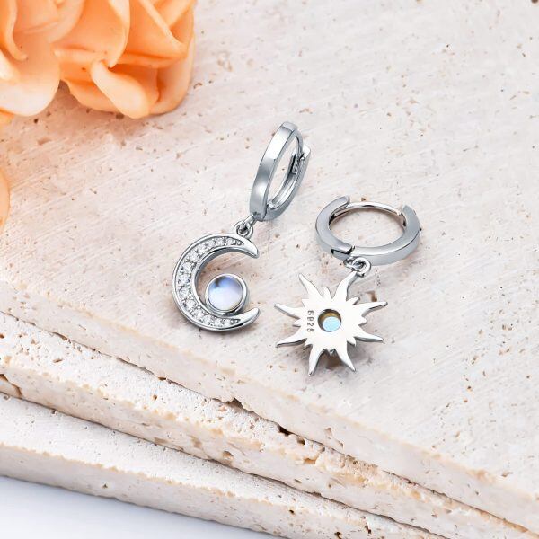 Sterling Silver Sun And Moon Earrings-3