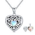wholesale 925 Sterling Silver Heart-Shaped Picture Frame Pendant with Blue Stone and Chain - Jewelry for Women & Girls-0-0