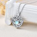 wholesale 925 Sterling Silver Heart-Shaped Picture Frame Pendant with Blue Stone and Chain - Jewelry for Women & Girls-0-2