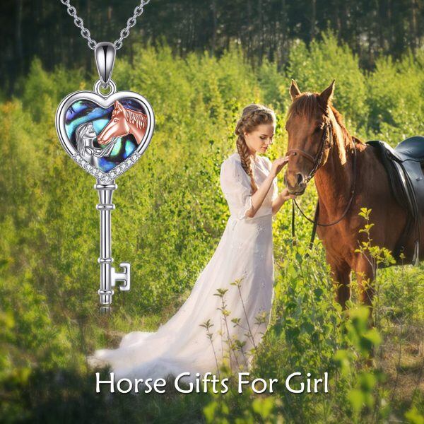 Sterling Silver Girl And Horse Necklace-5