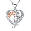 wholesale 925 Sterling Silver Horse and Girl's Heart Pendant Necklace for Women-0-0