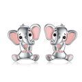 wholesale 925 Sterling Silver Pink Elephant Stud Earrings for Girls and Women-0-0