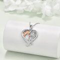 wholesale 925 Sterling Silver Horse and Girl's Heart Pendant Necklace for Women-0-2