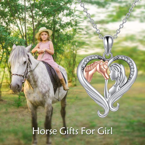 Sterling Silver Horse And Girls Necklace-4