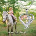 wholesale 925 Sterling Silver Horse and Girl's Heart Pendant Necklace for Women-0-4