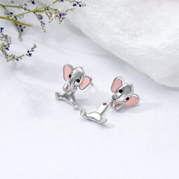 Sterling Silver Elephant Earrings-3