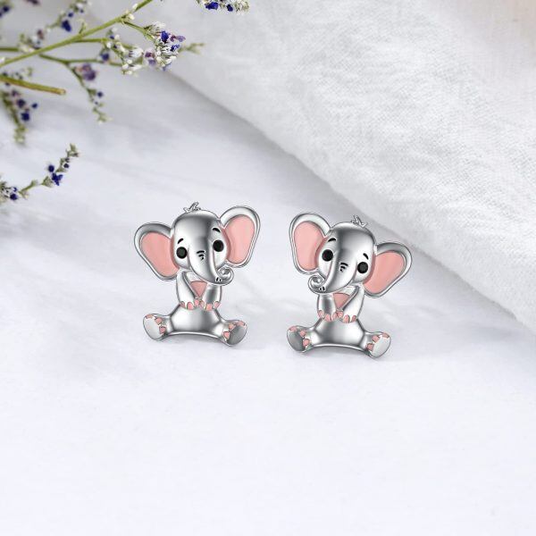 Sterling Silver Elephant Earrings-4