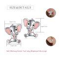 wholesale 925 Sterling Silver Pink Elephant Stud Earrings for Girls and Women-0-5