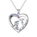 wholesale 925 Sterling Silver Dinosaur and Girl Heart Pendant Necklace for Women - Wholesale-0-0