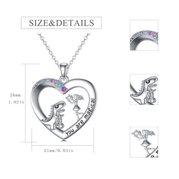 Sterling Silver Dinosaur And Girl Necklace-5