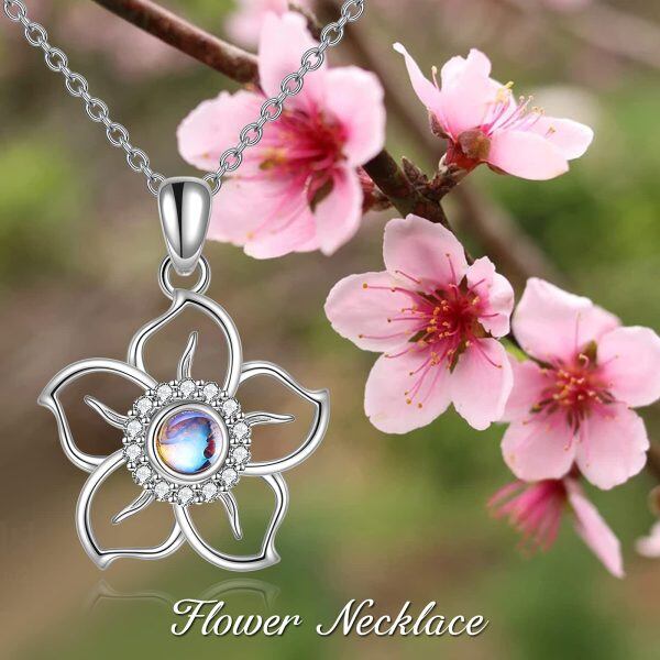 Sterling Silver Flower Necklace-4