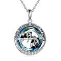wholesale 925 Sterling Silver Blue Crystal Panda Pendant Necklace Gifts for Women and Girls-0-0