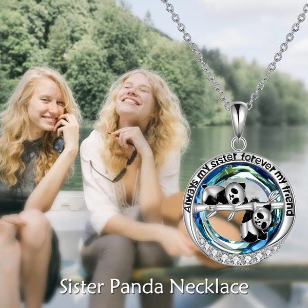 Sterling Silver Sister Panda Necklace-1