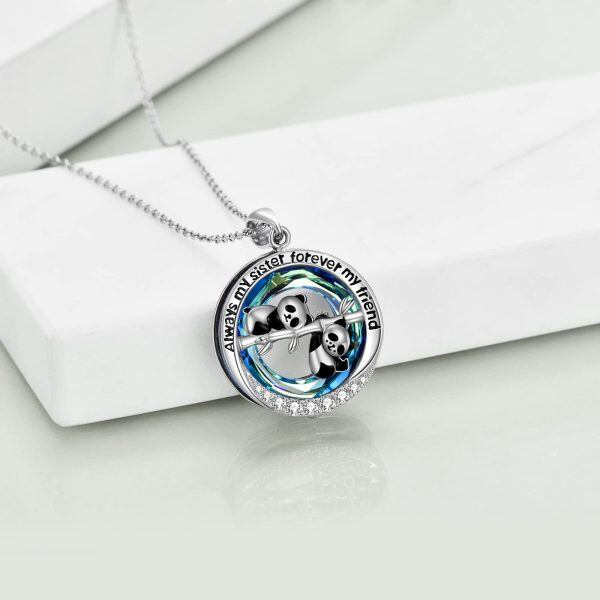 Sterling Silver Sister Panda Necklace-3