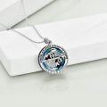 wholesale 925 Sterling Silver Blue Crystal Panda Pendant Necklace Gifts for Women and Girls-0-3
