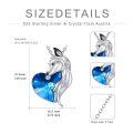 wholesale 925 Sterling Silver Blue Crystal Horse Head Heart Pendant Necklace for Women-0-3