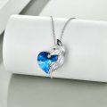 wholesale 925 Sterling Silver Blue Crystal Horse Head Heart Pendant Necklace for Women-0-4