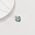 wholesale 925 Sterling Silver Blue Crystal Grandma Heart Pendant Necklace with Rose Gold Accents-0-3