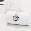 wholesale 925 Sterling Silver Blue Crystal Grandma Heart Pendant Necklace with Rose Gold Accents-0-4