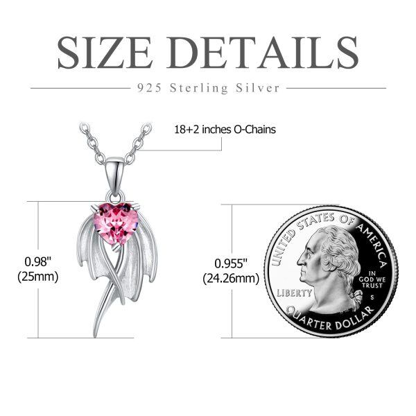 Sterling Silver Angel Wings Heart Necklace-5