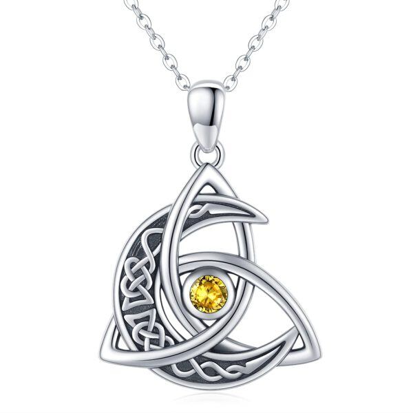 Sterling Silver Celtic Moon Necklace-0