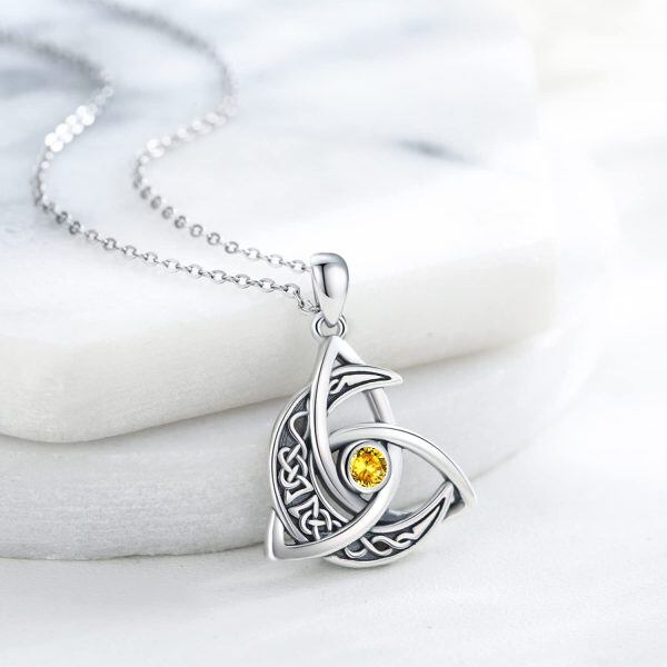 Sterling Silver Celtic Moon Necklace-1