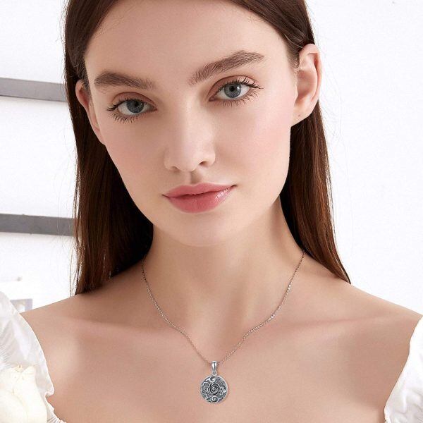 Sterling Silver Rose Necklace-4