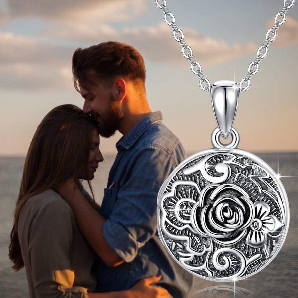 Sterling Silver Rose Necklace-5