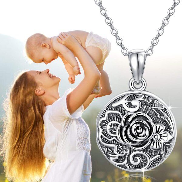 Sterling Silver Rose Necklace-6