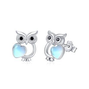 Sterling Silver Owl Earrings-0