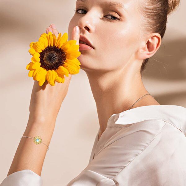 Sterling Silver Sunflower Bracelet-5