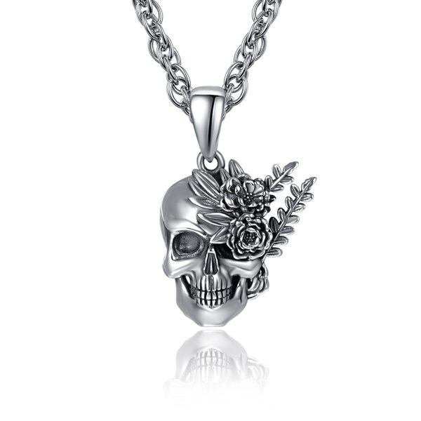 Sterling Silver Skull Necklace -0