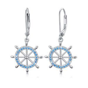 Sterling Silver Anchor Nautical Drop Earrings-0