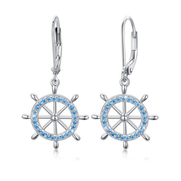 Sterling Silver Anchor Nautical Drop Earrings-0