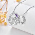 wholesale 925 Sterling Silver Heart-Shaped Grandpa Pendant with Purple Stones and Infinity Design Necklace for Women-0-1