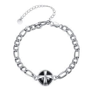 Sterling Silver Cross Back Onyx Bracelet -0