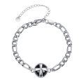 wholesale 925 Sterling Silver Black Onyx Cross Charm Chain Bracelet for Men-0-0