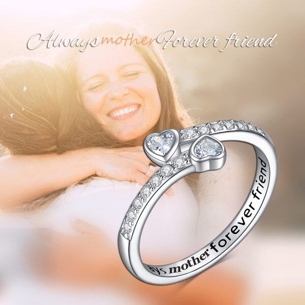 Sterling Silver Always My Mother Forever My Friend Rings -4