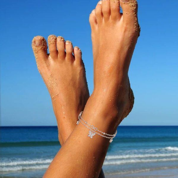 Sterling Silver Anklet Barcelets-4